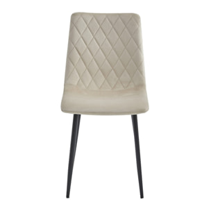 Set di 2 sedie Turin in velluto beige e metallo nero