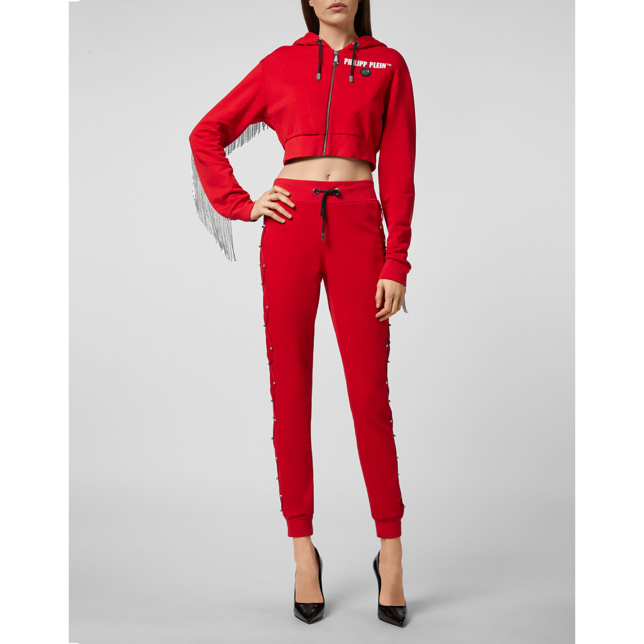 PHILIPP PLEIN Hoodie Sweatjacket Crystal Fringe