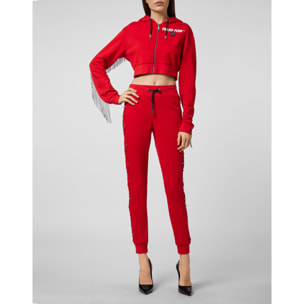 PHILIPP PLEIN Hoodie Sweatjacket Crystal Fringe