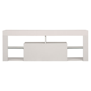 Meuble TV 140cm blanc à LED DARYL