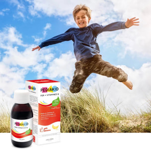 PEDIAKID - Sirop Fer + Vitamines B - Complément Alimentaire Naturel - Formule Exclusive au Sirop d'Agave - Optimise les Apports en Fer - Contribue à Réduire la Fatigue - Goût Banane - Flacon 125 ml