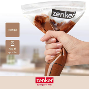 Lot de 10 poches à douille graduées avec zip 30 cm Zenker Smart Pastry