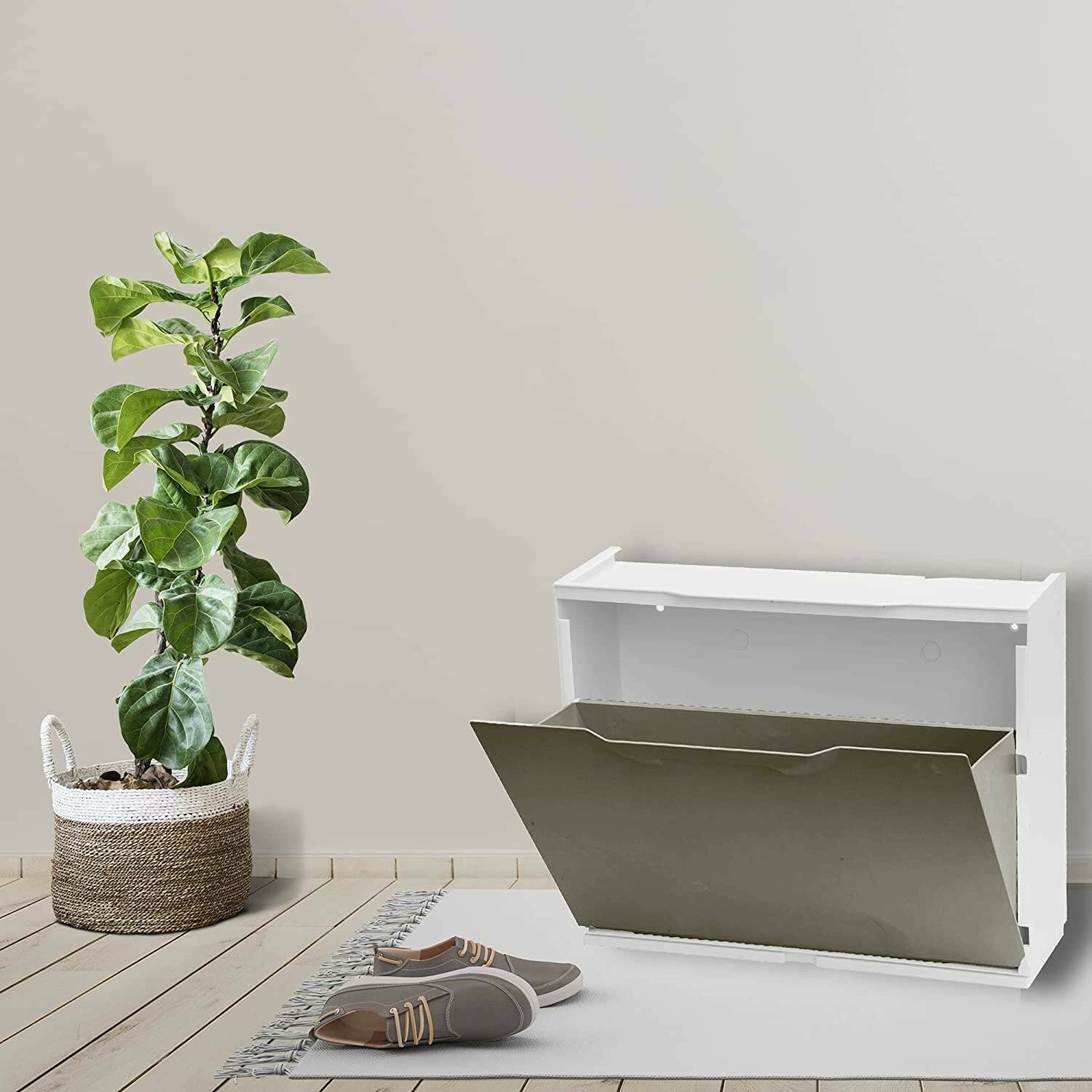 Scarpiera Avon, Porta scarpe salvaspazio, Scarpiera da ingresso, Armadio scarpiera a 1 anta, 100% Made in Italy, 51x17h40 cm, Tortora