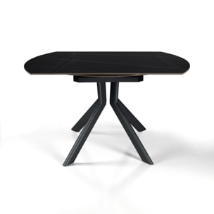 Table à manger extensible Tomasucci TAAK, en céramique, marbre noir, gris H.77 P.85 L.135
