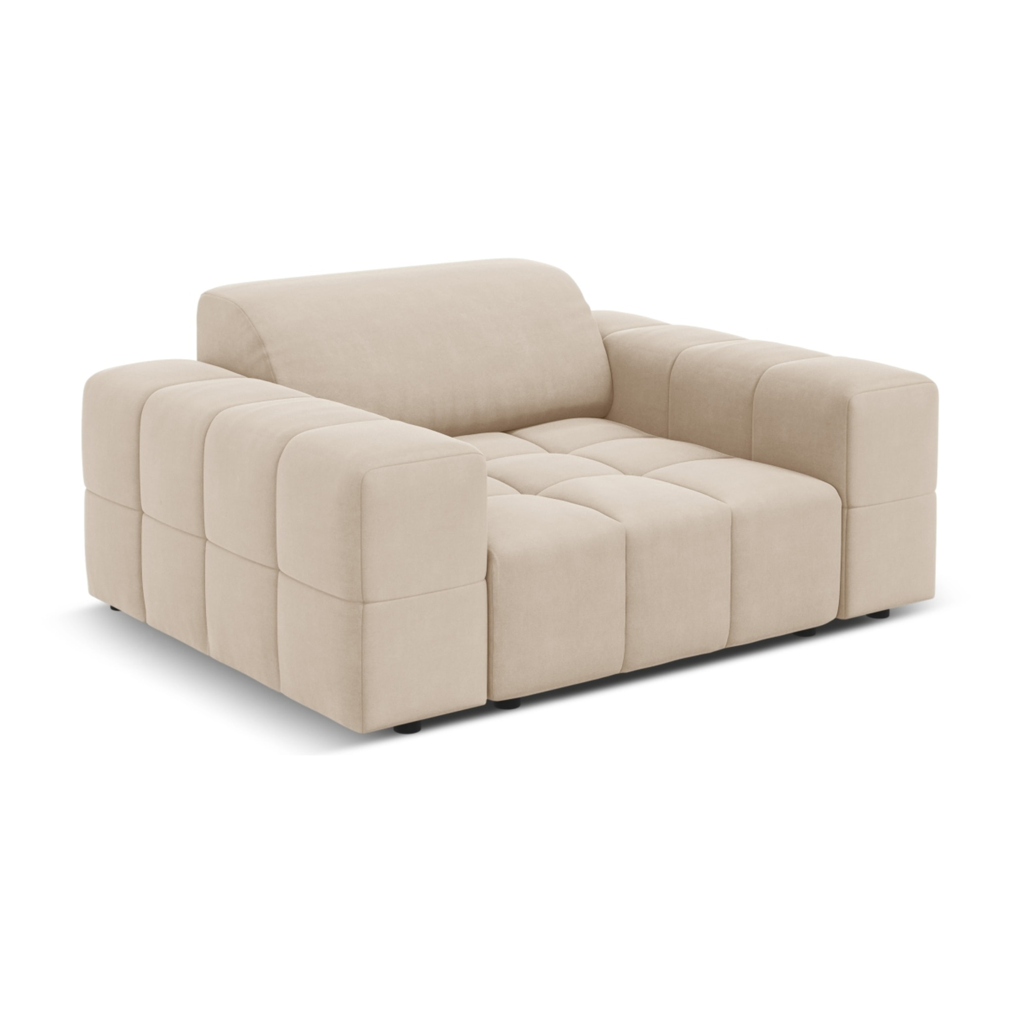 Fauteuil "Luc" en velours beige clair