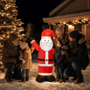 Outsunny Papá Noel Hinchable de Navidad 150 cm, Papá Noel Inflable con Luz LED, Acabado Aterciopelado, Bolsa de Almacenamiento, Decoración Navideña para Exteriores Interiores, Rojo