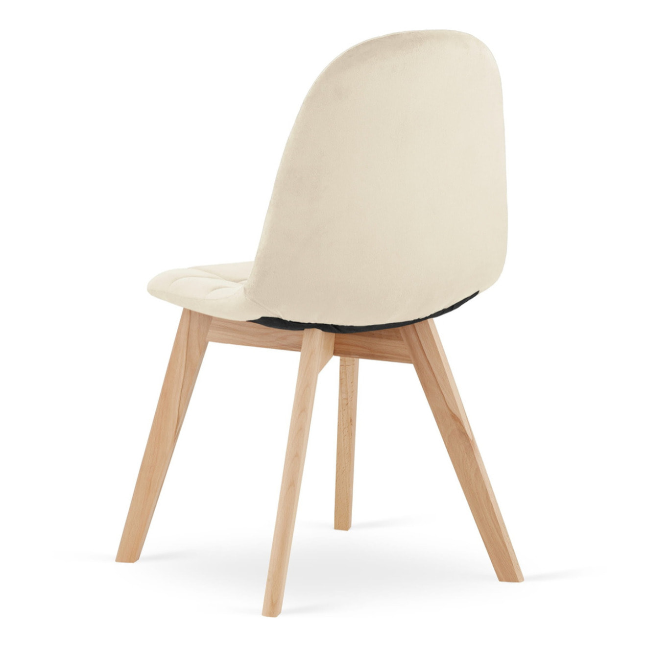 Sedia da pranzo Bora in velluto beige con gambe in faggio