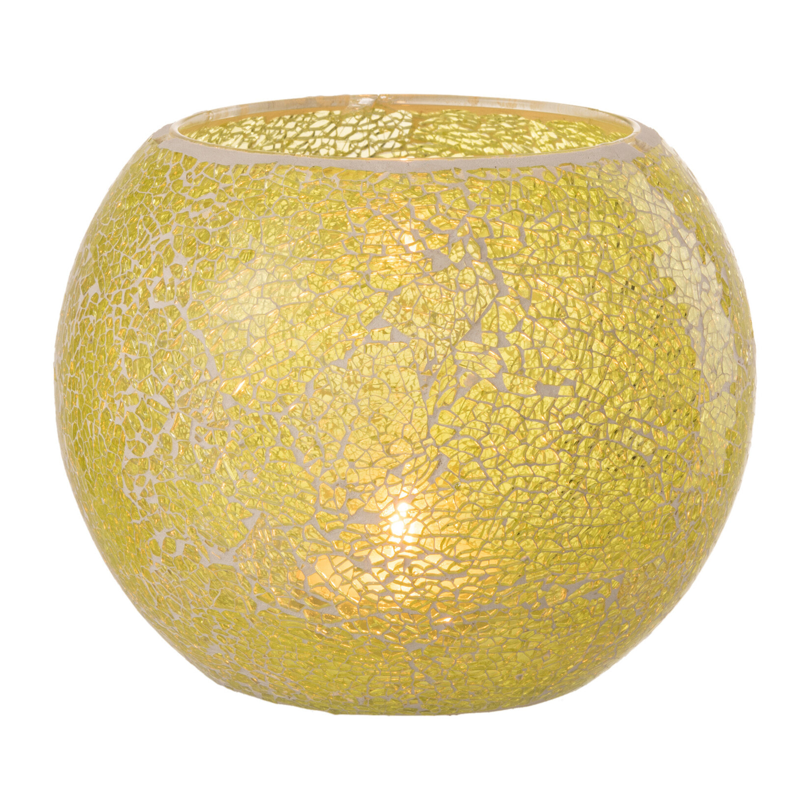J-Line bougeoir Mozaiek Rond - verre - jaune - large
