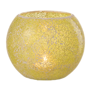 J-Line bougeoir Mozaiek Rond - verre - jaune - large
