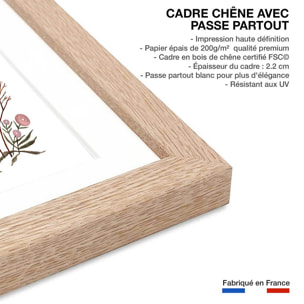 Affiche enfant cerf volant  Affiche + cadre en bois - Chêne