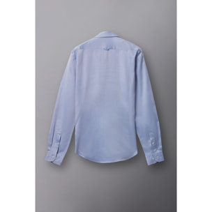 Camicia Uomo 1 Bottone Francese Slim Armaturato Fantasia Celeste