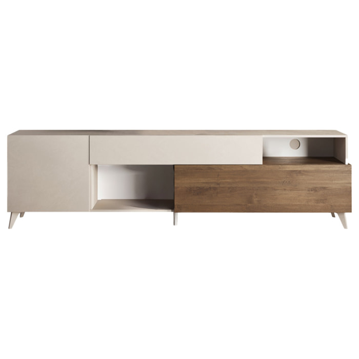Estelle - meuble tv - 2 portes et 1 tiroir - 241 cm - Marron / Blanc