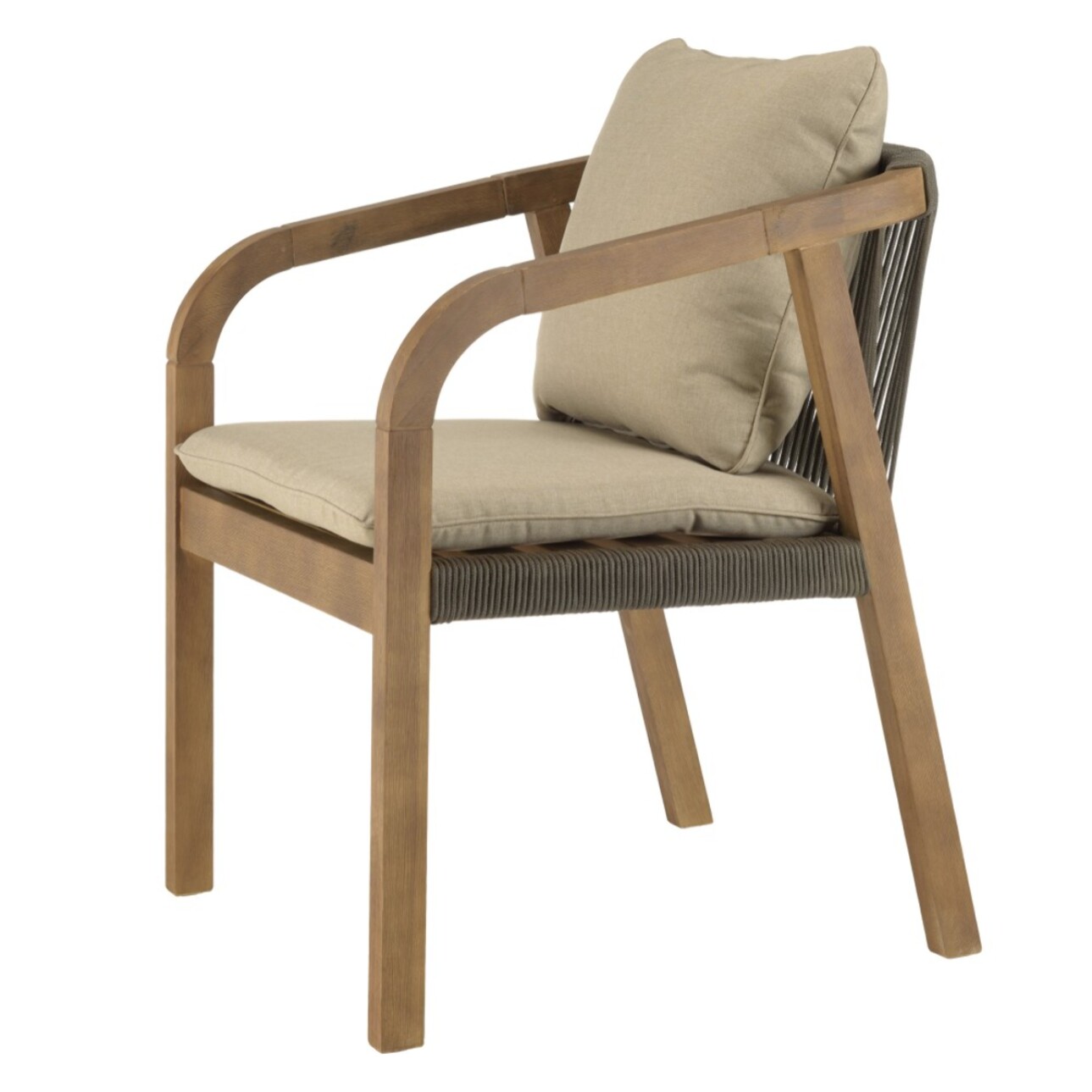 CELESTIN - Lot de 2 fauteuils bois acacia/cordage synth. vert sapin