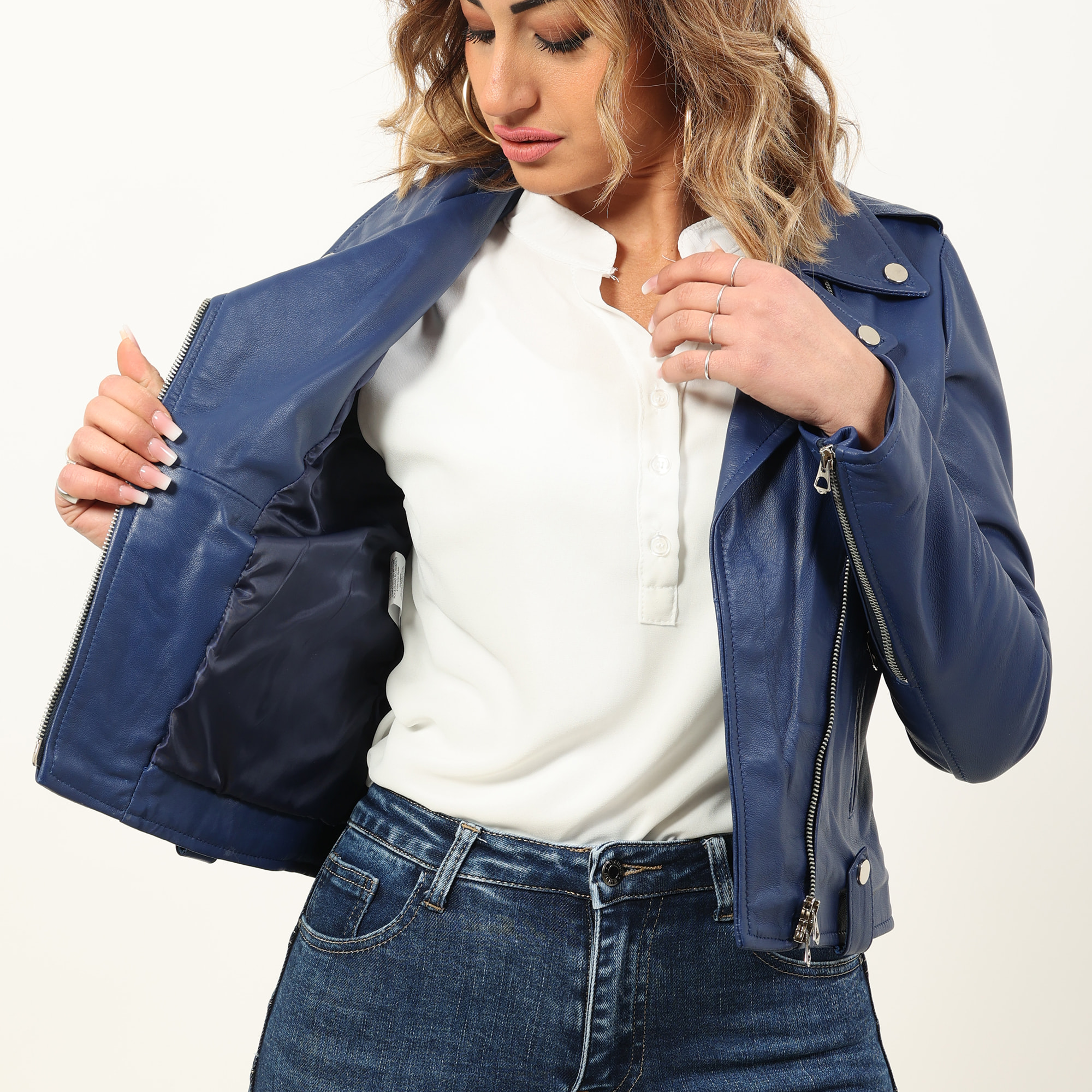 Chiodo in pelle di vitello Bluette