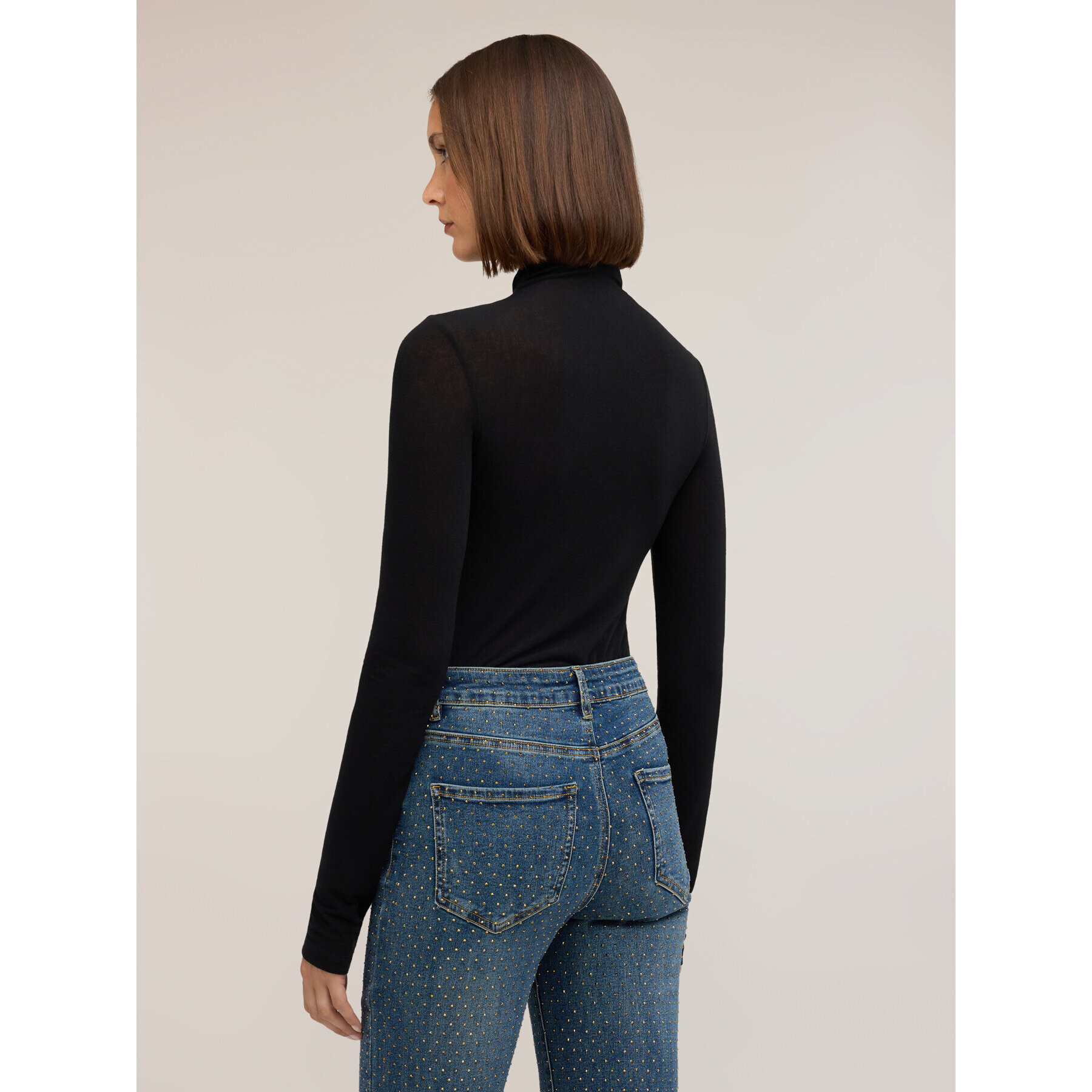 Motivi - Camiseta de cuello alto de mezcla de cachemira - Negro