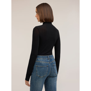 Motivi - Camiseta de cuello alto de mezcla de cachemira - Negro