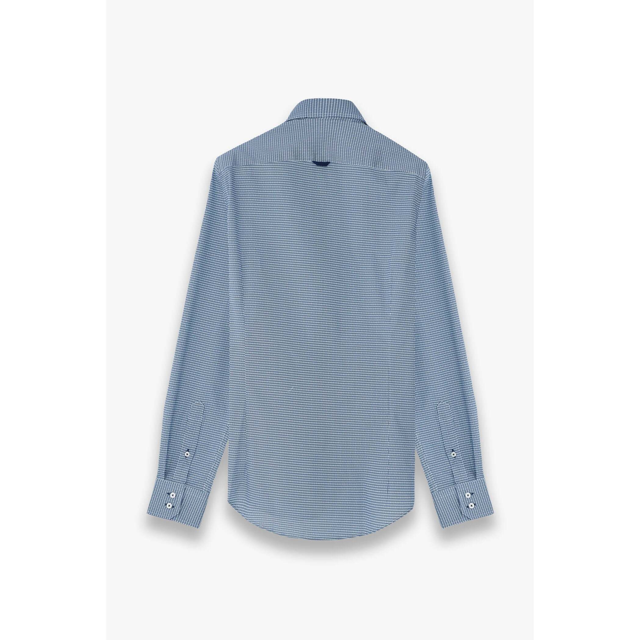 Camicia Uomo 2 Bottoni Button Down Slim Armaturato Stampato Blu\Bianco