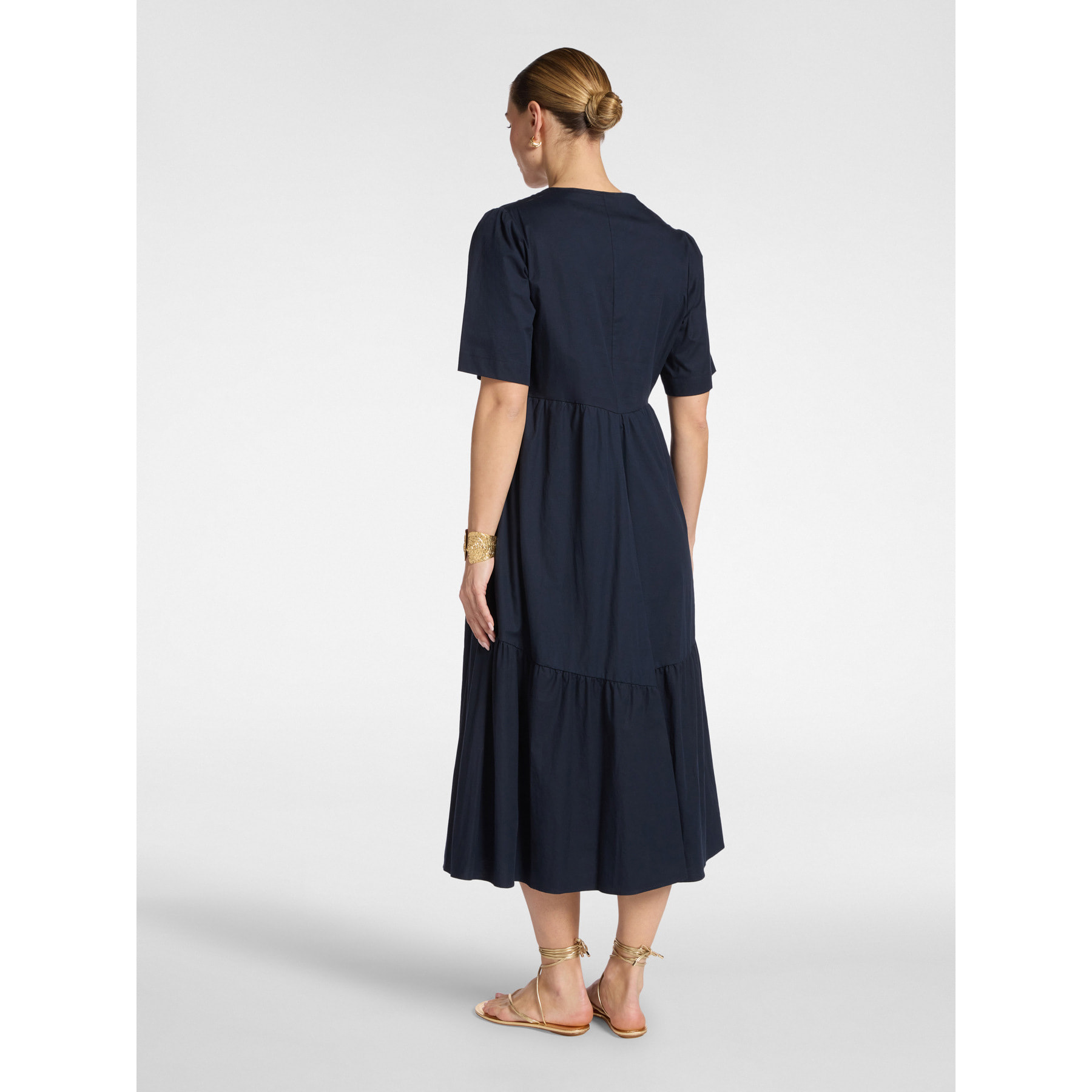 Elena Mirò - Vestito midi con volants - Blu