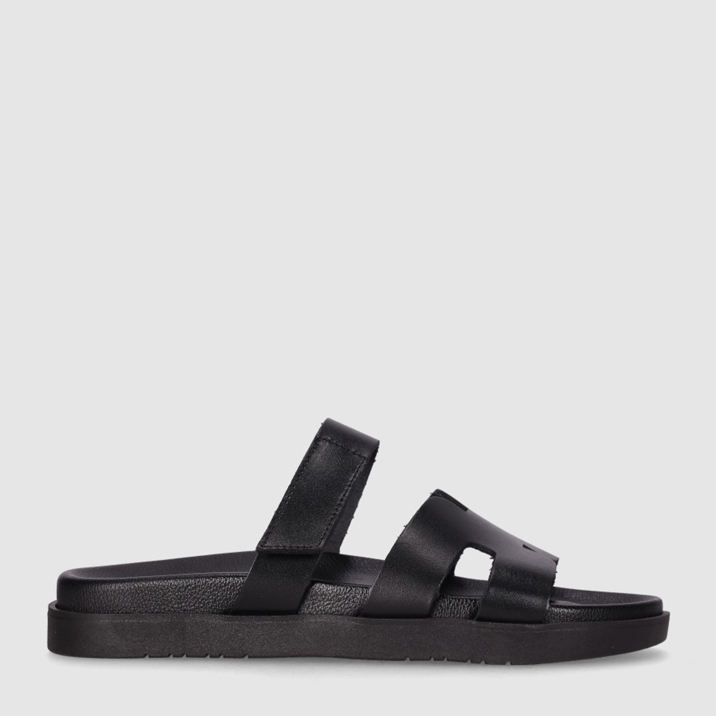 Sandalias de Piel - Negro - Tacón: Bajo