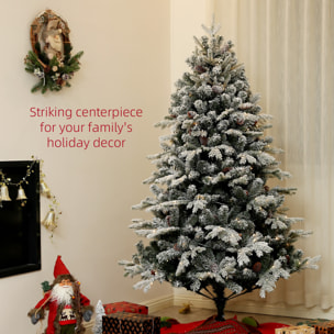 Sapin de Noël artificiel LED enneigé H. 180 cm - 200 LEDs blanc chaud, 793 branches - vert blanc
