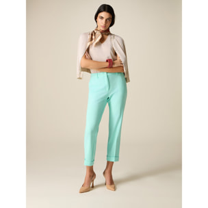 Oltre - Pantalones cropped de tejido crepé - Green Water