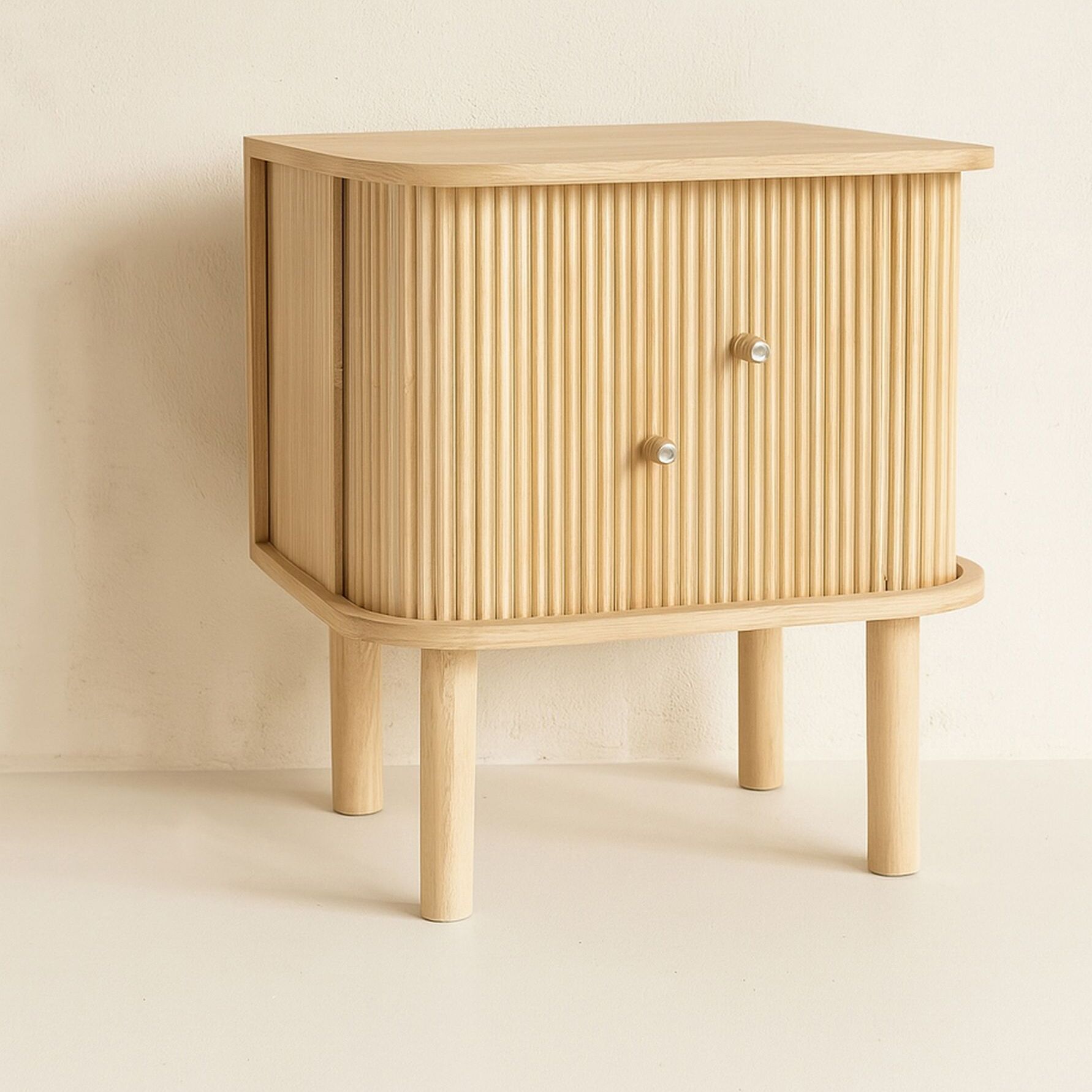 Meuble d'appoint en bois clair avec portes coulissantes HECTOR