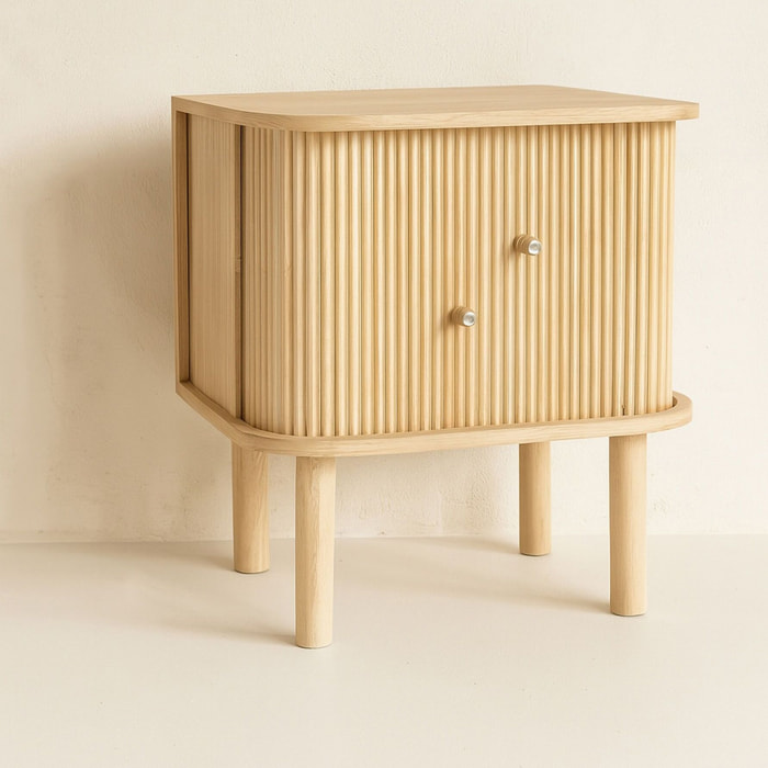 Meuble d'appoint en bois clair avec portes coulissantes HECTOR