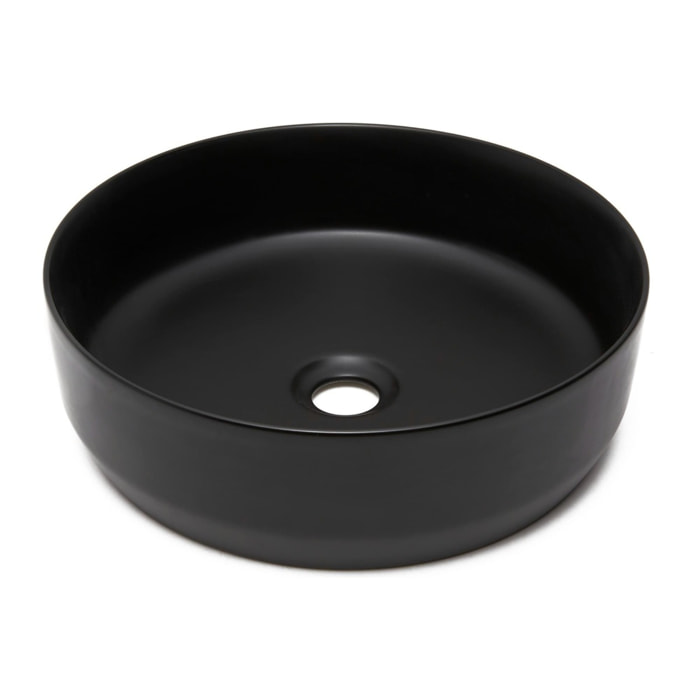 Vasque à poser ronde diamètre 39 cm - noir mat - sans trop-plein - SAT Infinitio