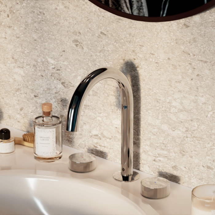 Pack mitigeur lavabo 3 trous L Grands Boulevards chrome avec mécanisme complet