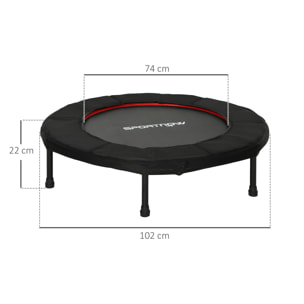 Trampolín de Fitness Plegable Ø102 cm Cama Elástica con Marco de Acero Antideslizantes Carga 100 kg para Entrenamiento Piernas Cuerpo en Hogar Oficina Gimnasio Rojo