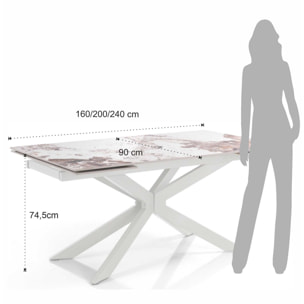 Tomasucci Table extensible MELVIN EVO 160 ONICE MARBLE - BLANC