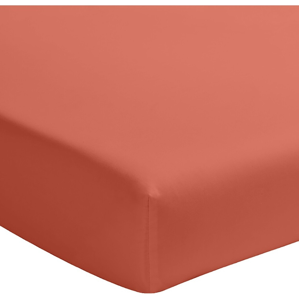 Drap housse percale de coton terre de sienne