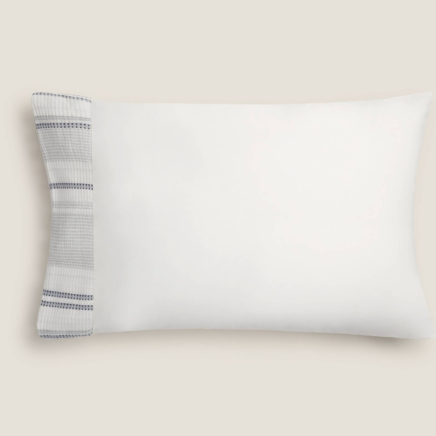 Funda almohada algodón textura rayas Kimle color azul marino