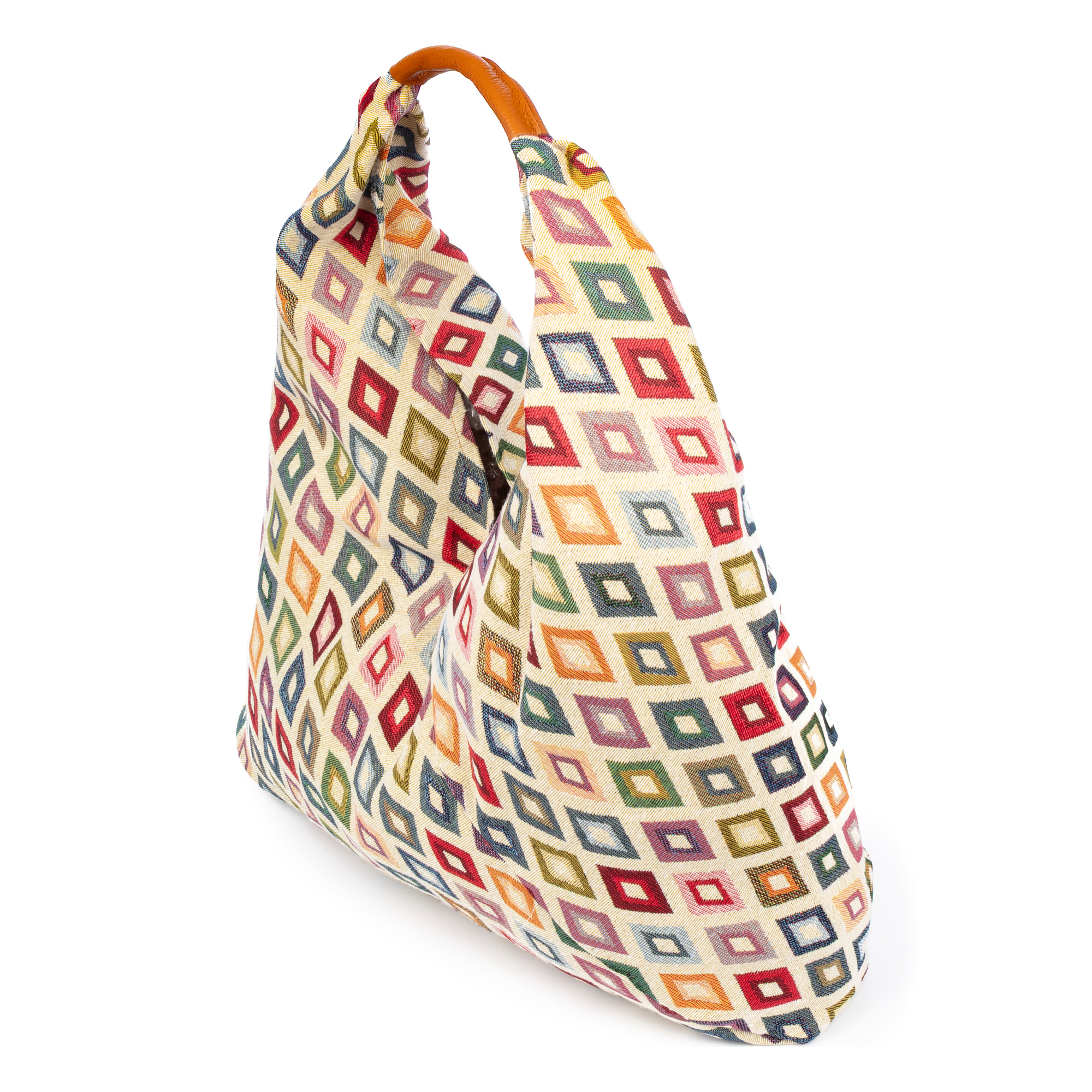 Banzi bolso Shopper de algodón, con asa en cuero. Diseño exclusivo.