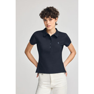 Polo blu marino a maniche corte in cotone con ricamo Rigby Best