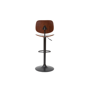 Tabouret de bar relevable noyer et métal noir TOBIAS