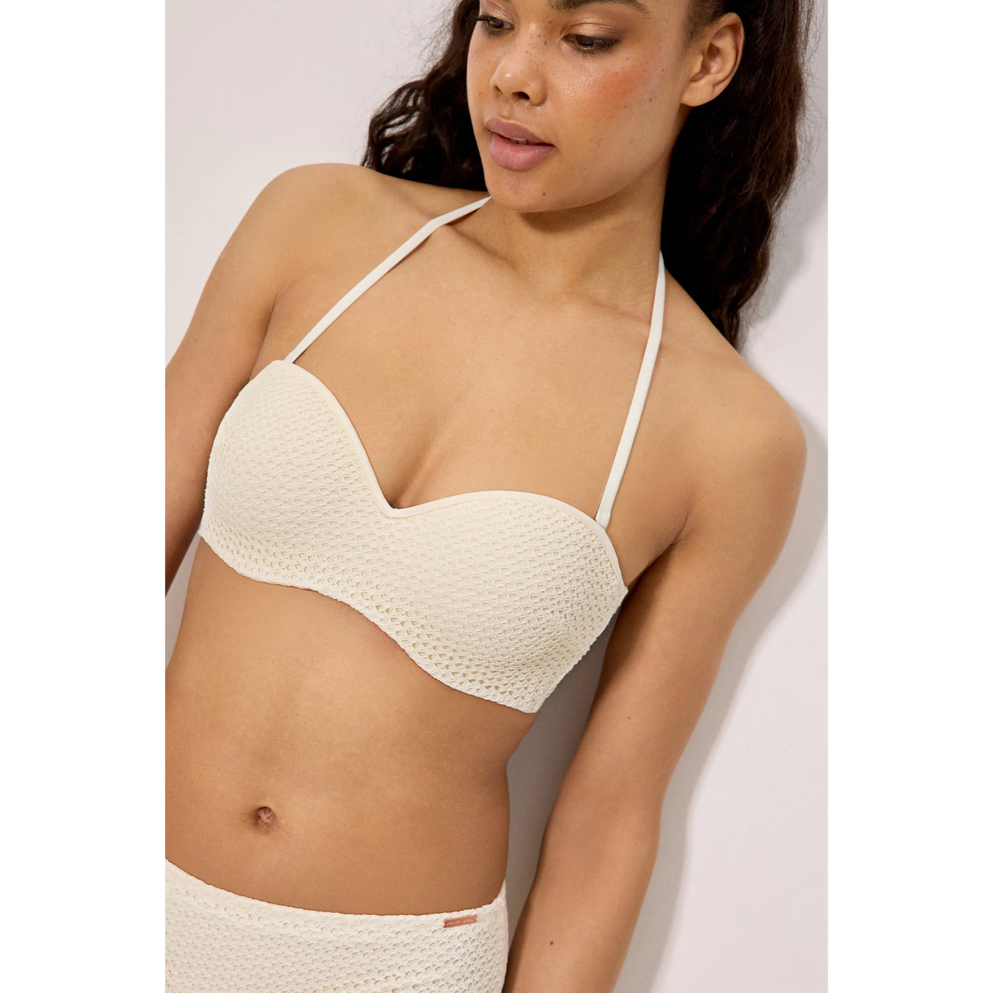 Top bikini bandeau Beige