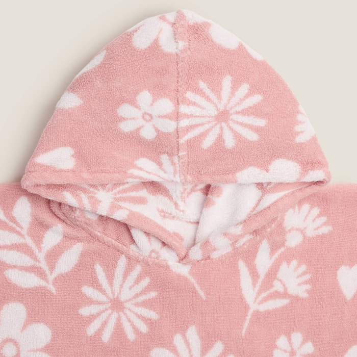 Toalla poncho flores Kayla color rosa 100% Algodón