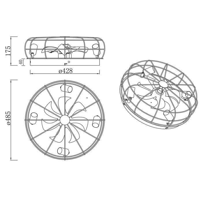 Trondheim - ventilatore da soffitto con plafoniera bianco