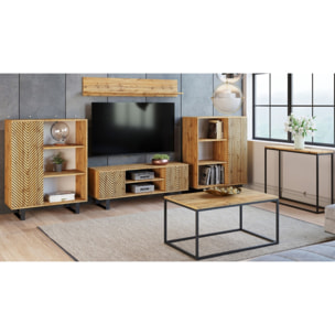 Mobile Porta TV Focus in Rovere Craft con Decoro a Spina di Pesce