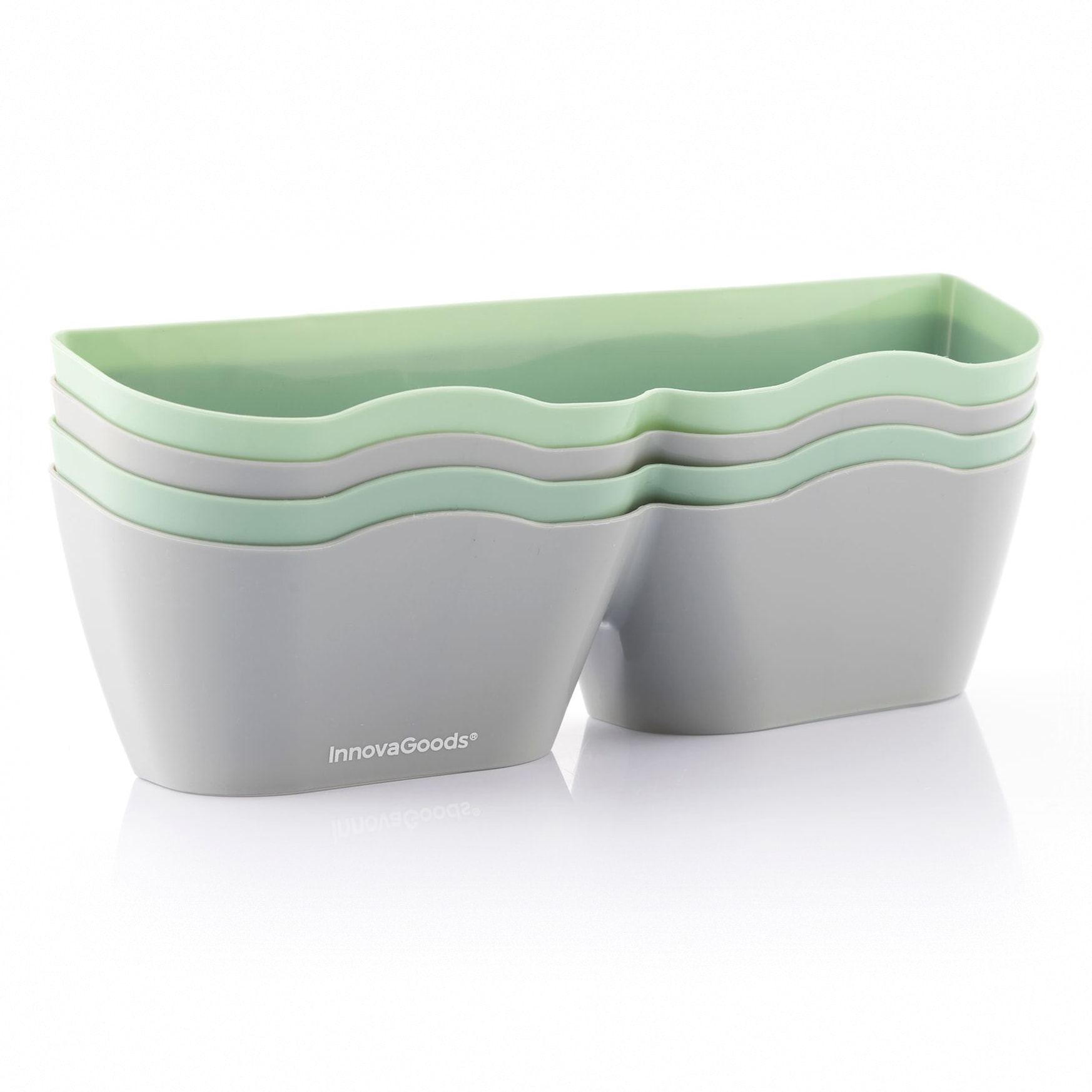 Set di 4 paia di scarpiere adesive shöelf - verde e grigio - 25,5x7,5x7,5 cm