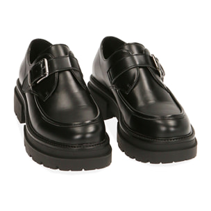 Zapatos Monk negros con plataforma, suela de 5 cm.