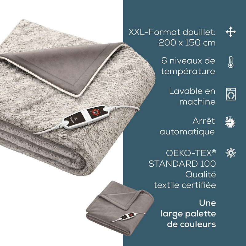 Couverture chauffante XXL Nordic - Beurer HD 150 - 6 niveaux de température