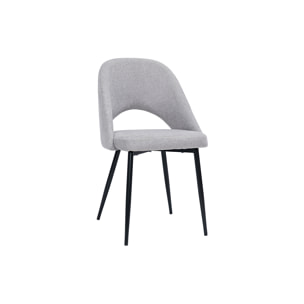 Chaises vintage en tissu effet velours texturé gris et métal noir (lot de 2) COSETTE