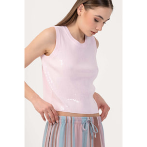 Kocca - Top cropped con paillettes Donna