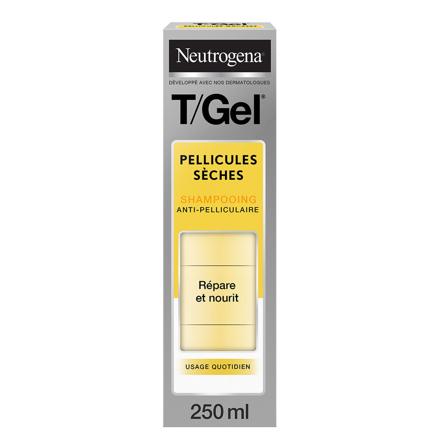 T/Gel Shampooing Anti-Pelliculaire - Pellicules Sèches Répare et Nourit les Cheveux Secs et Abîmés, 250ml