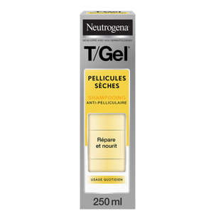 T/Gel Shampooing Anti-Pelliculaire - Pellicules Sèches Répare et Nourit les Cheveux Secs et Abîmés, 250ml