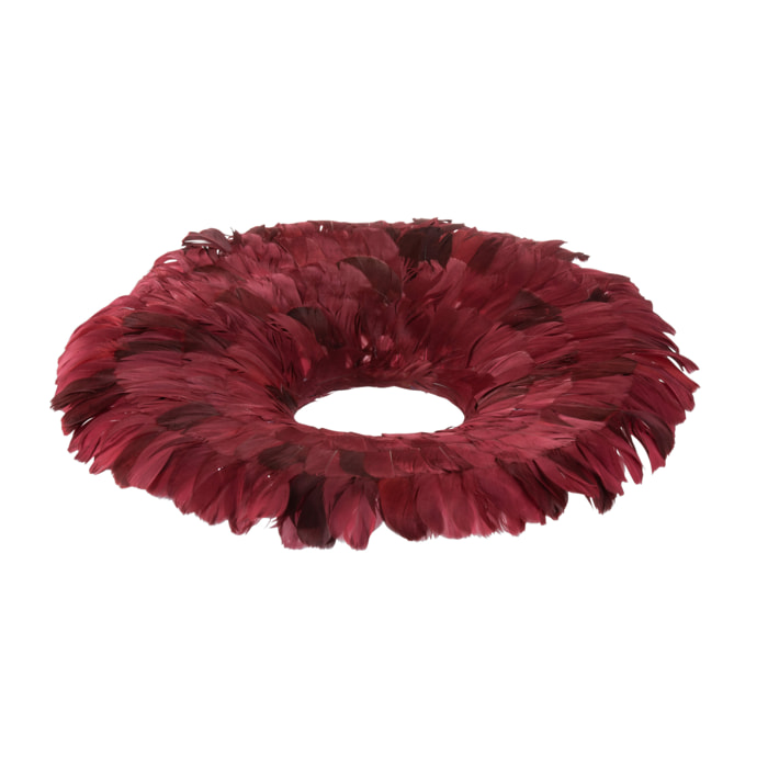 J-Line Couronne Decorative Plumes Bordeaux