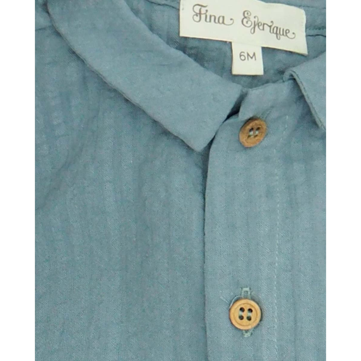 CAMISA SEERSUCKER CUELLO PICO AZUL