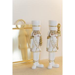 J-Line figurine de Noël Casse-Noisette - polyrésine - blanc/or - small - 2 pcs